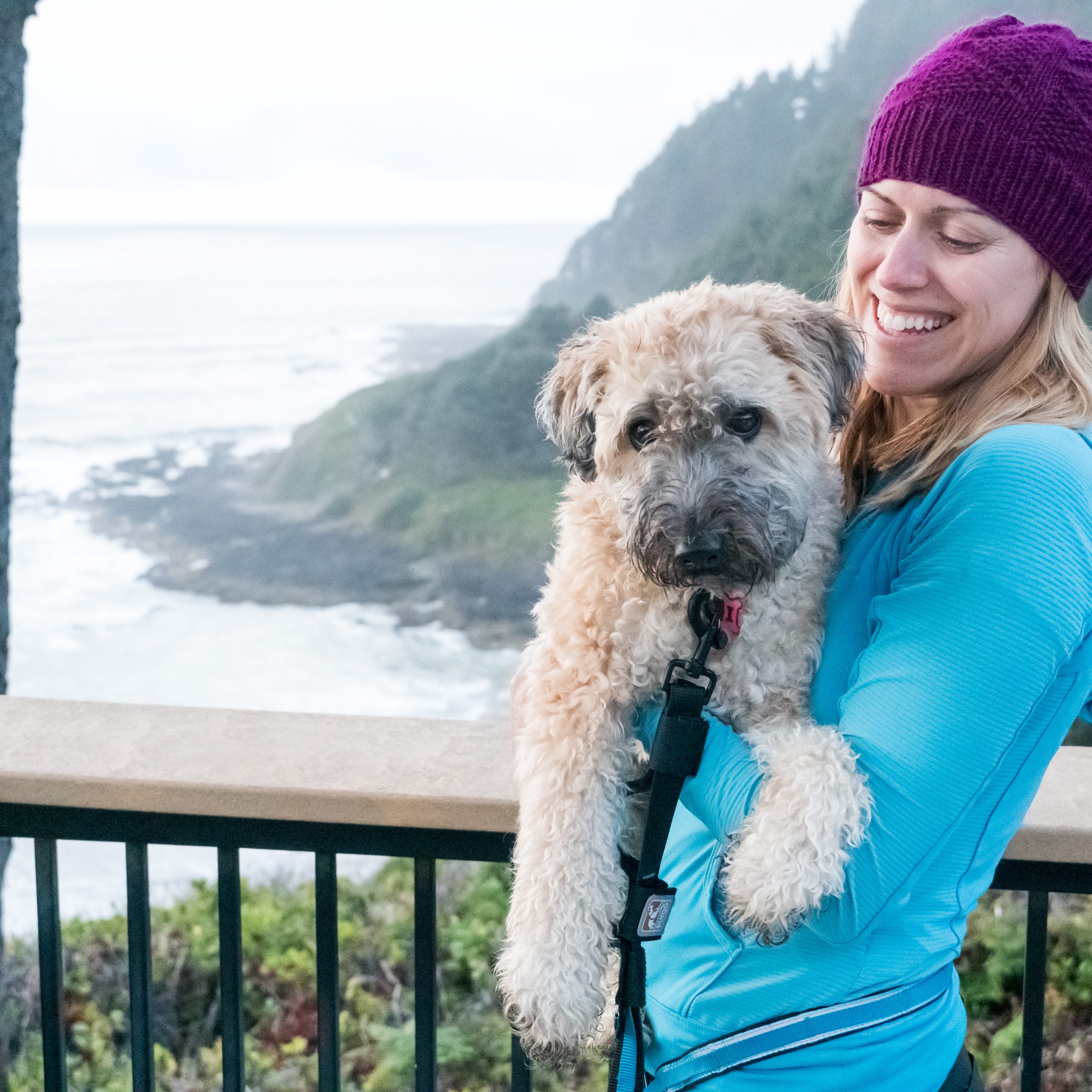 Jamie with dog Kaia in Oregon
